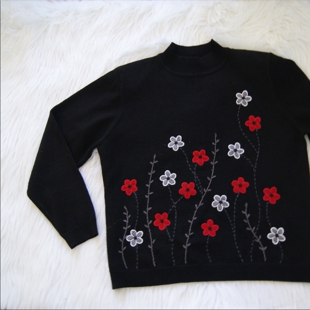Alfred Dunner beautiful floral sweater sz L